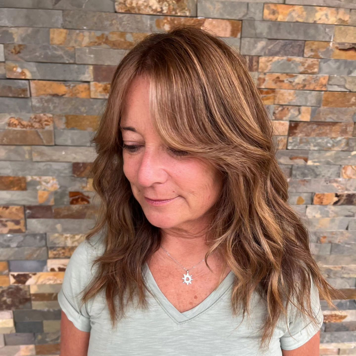 Side-Swept Bangs, Curly Wavy Hair