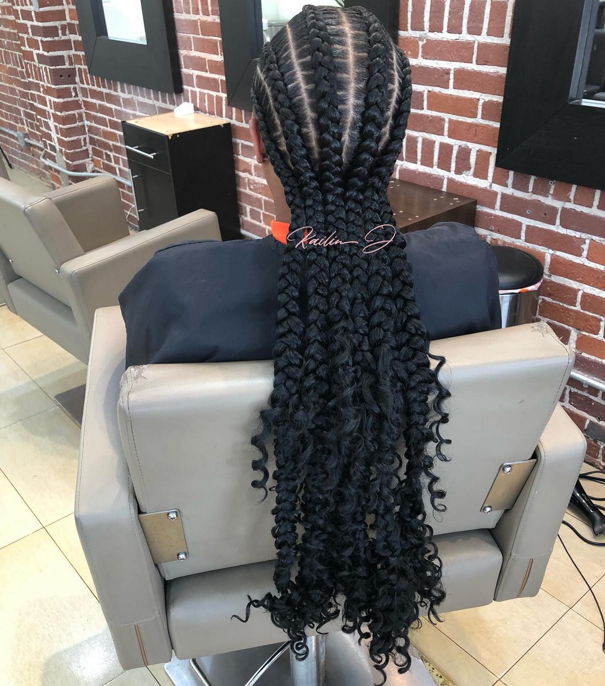 Six Thick Cornrow Boho Braids