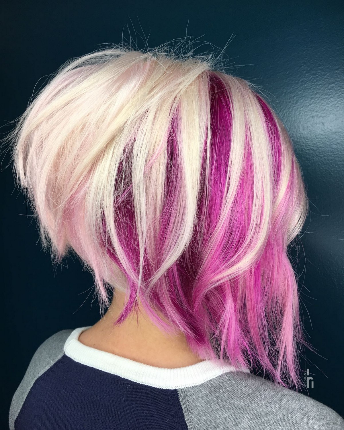 Stacked Bob With Hint Pink