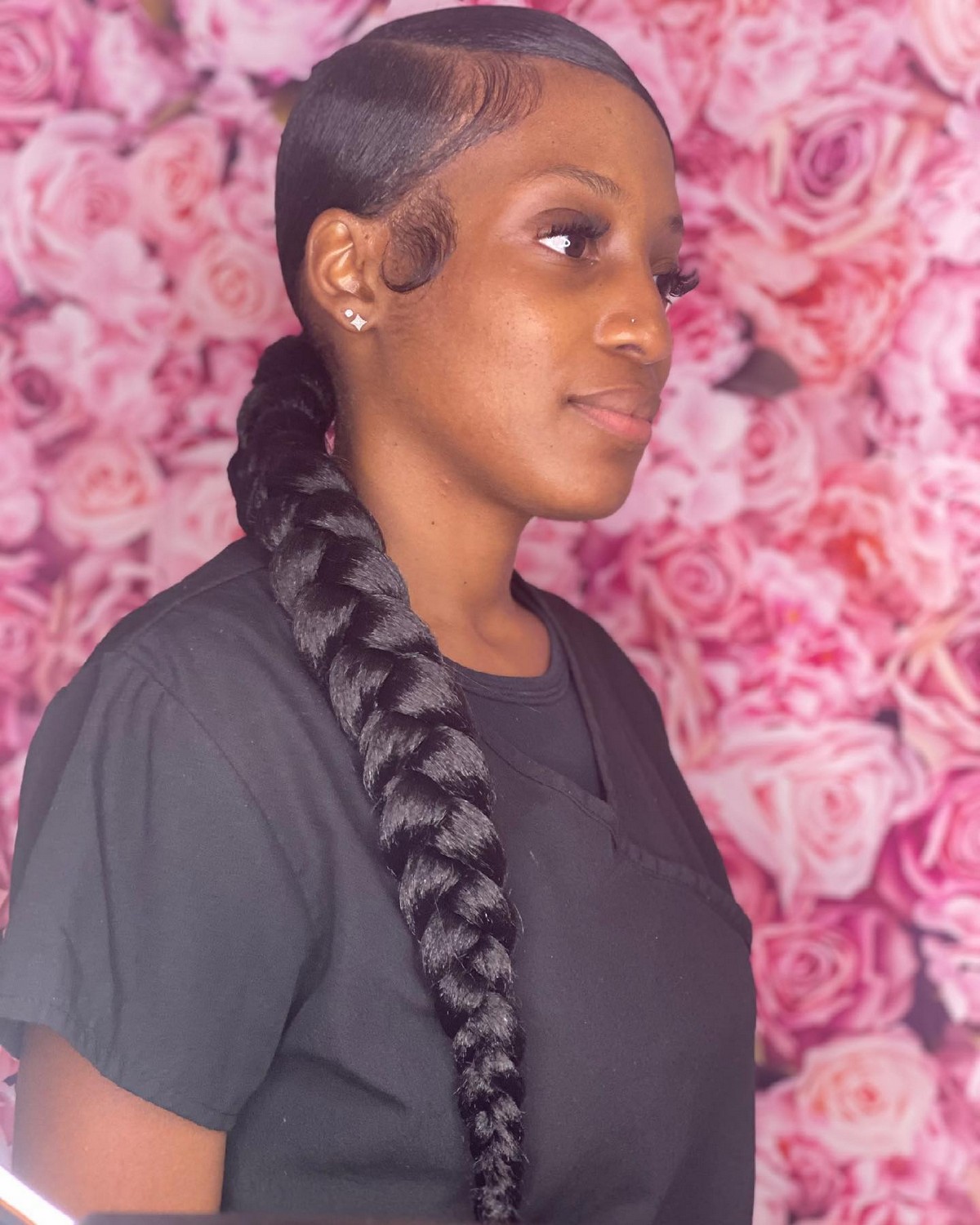 Low Braided Ponytail Sew In
