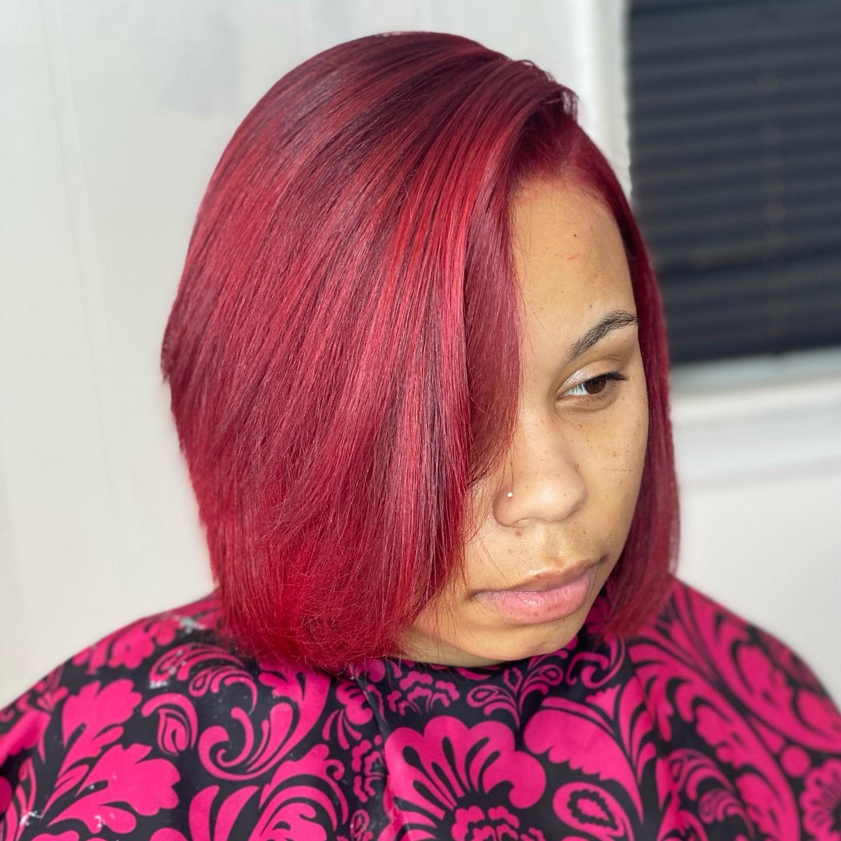 Side Part Burgundy Bob Sew In