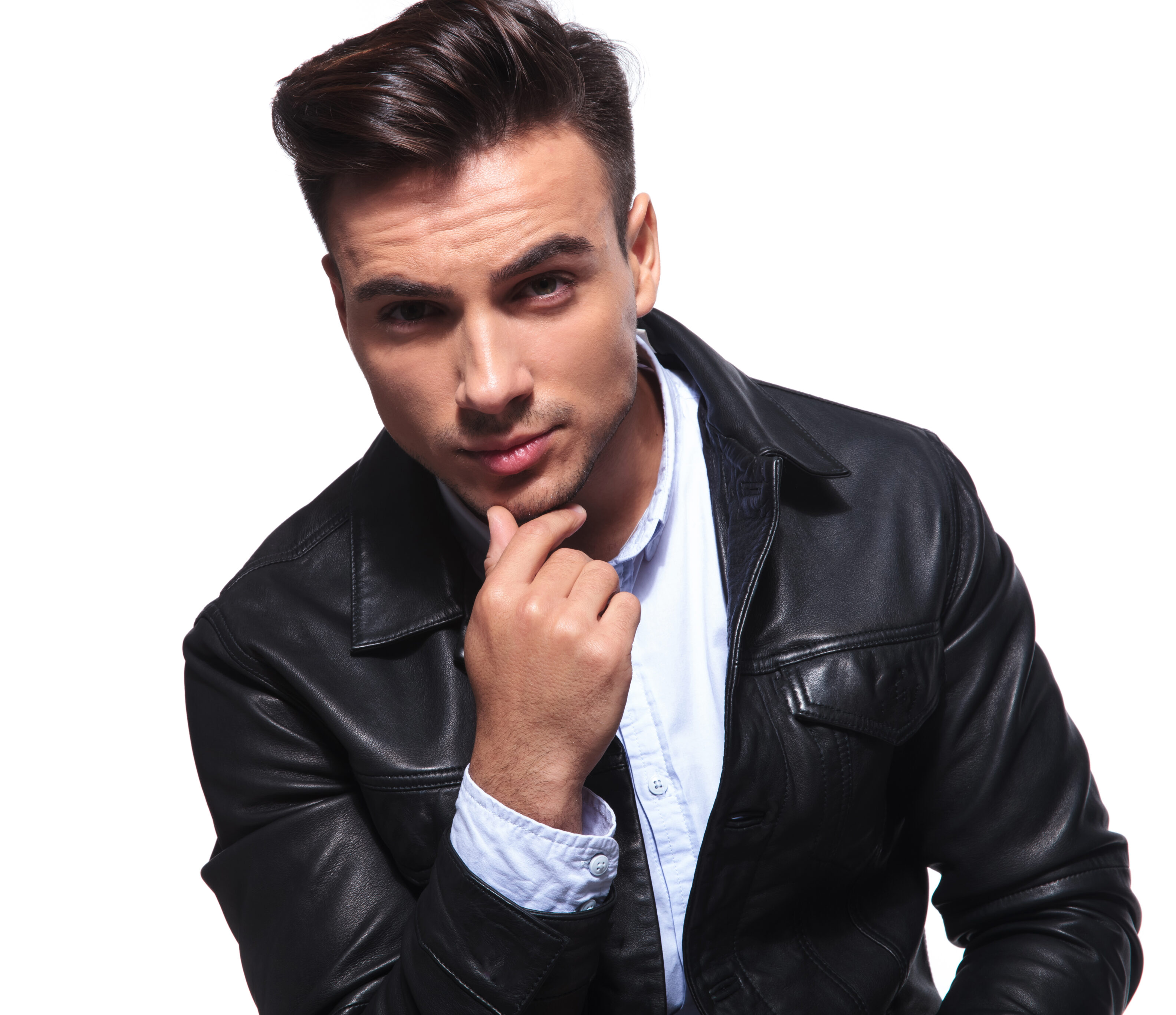 Classic side part pompadour