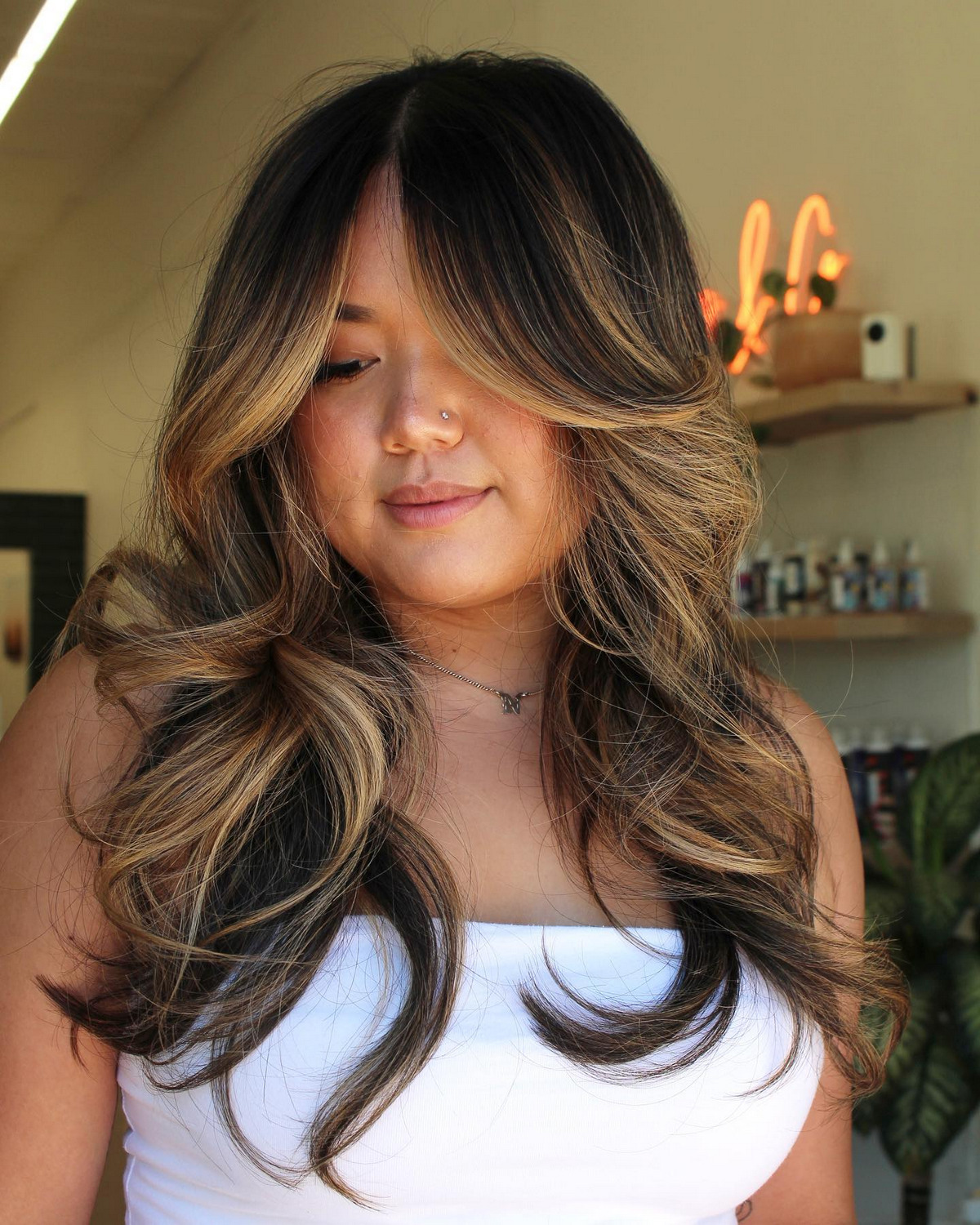 Blowout With Blonde Highlights 