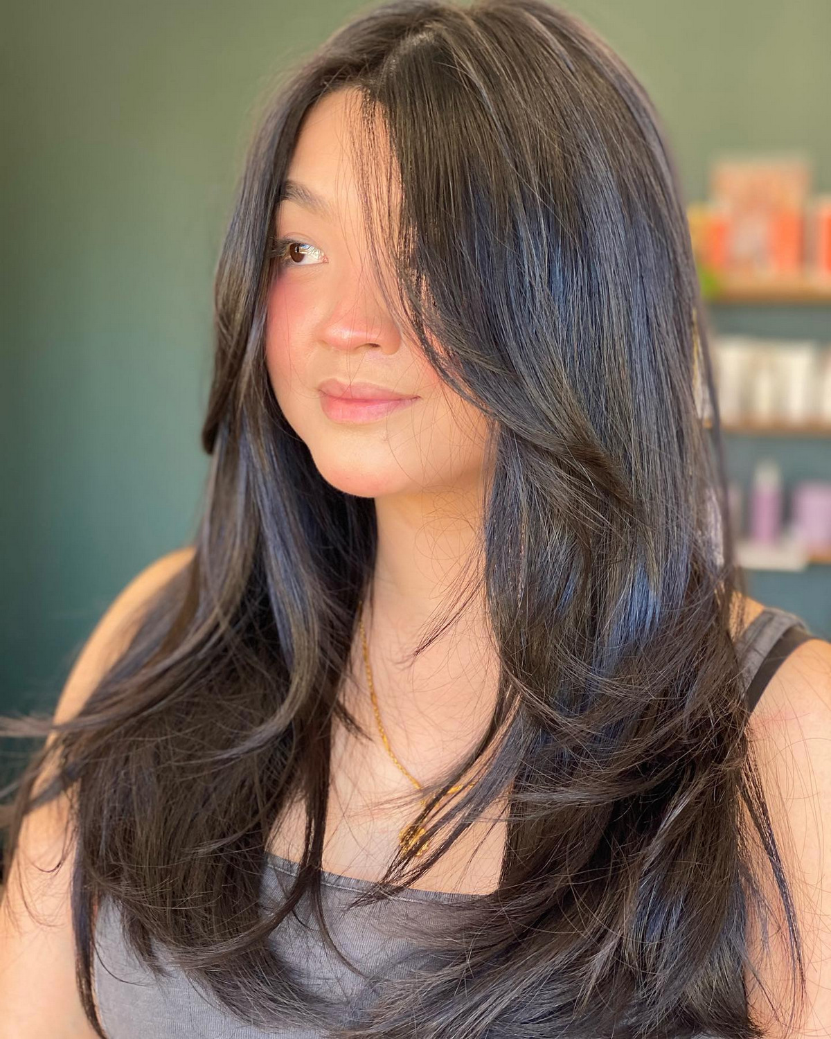 Center Part Long Blowout