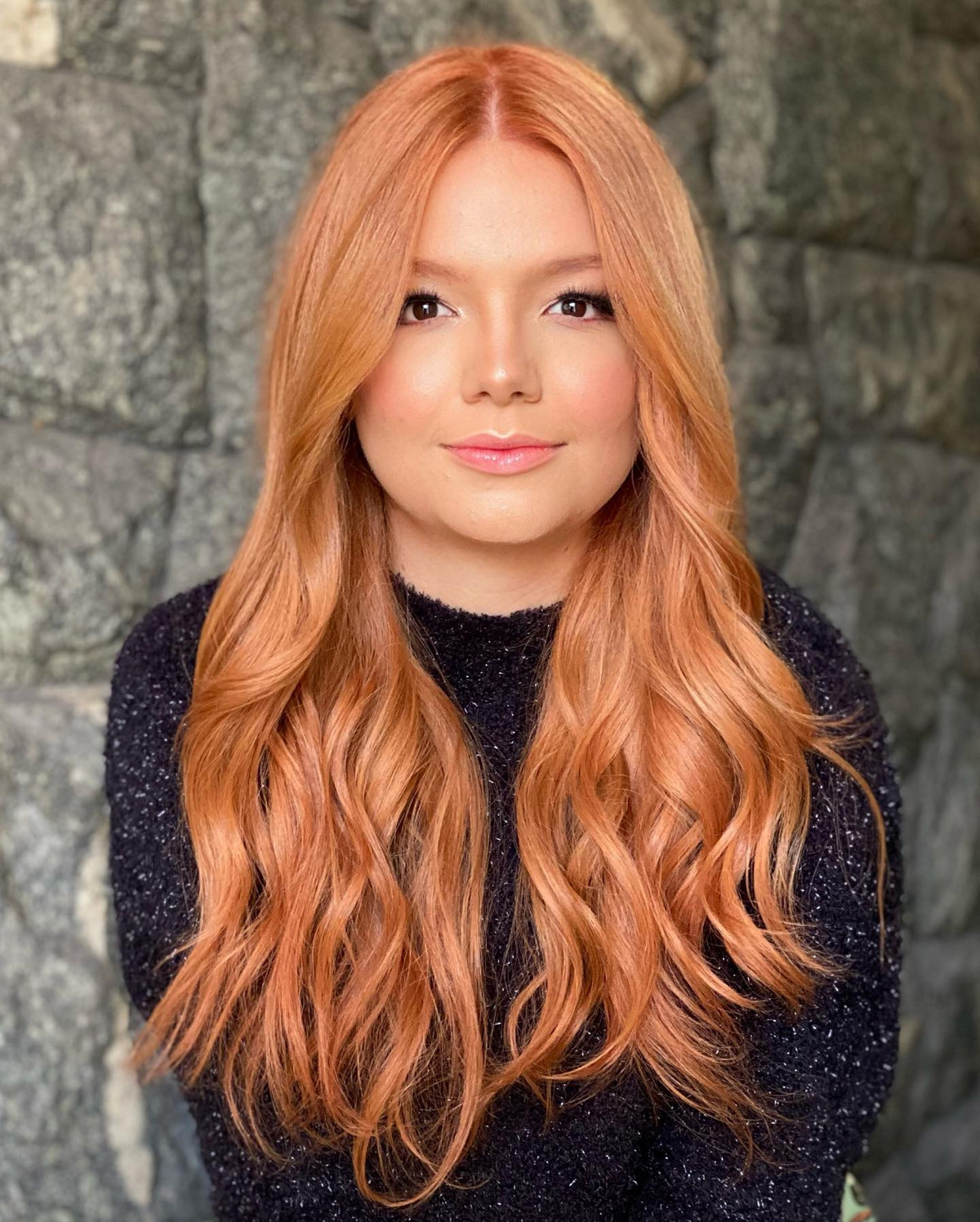 Copper Long Hair With A Middle Part