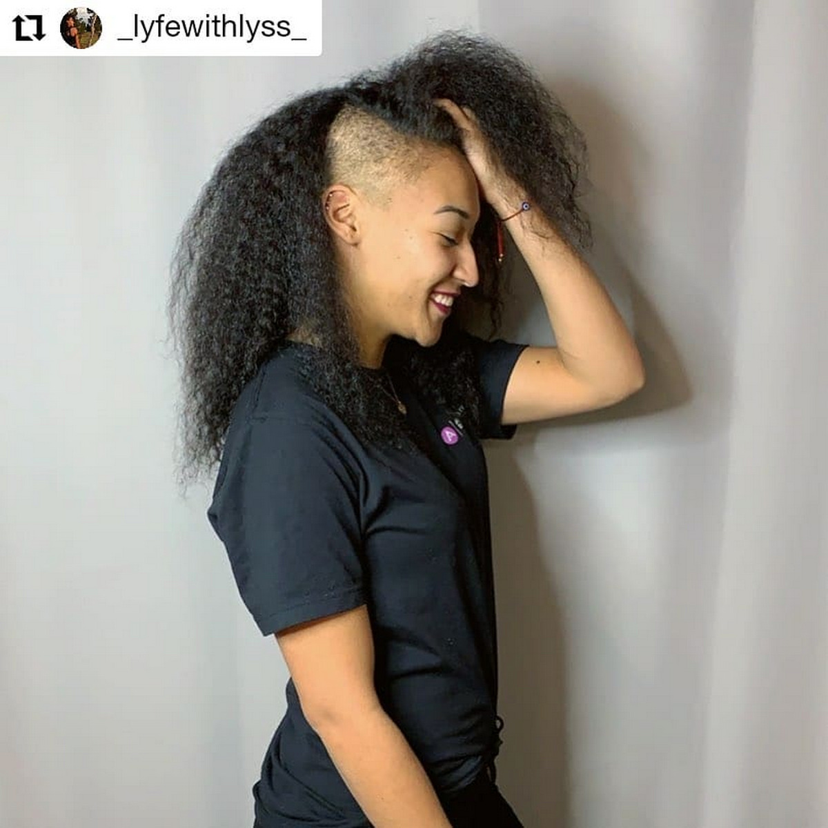 Curly Hair With Half Shaved