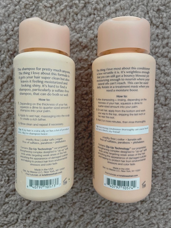 Instructions on Kristin Ess Signature Shampoo and Conditioner