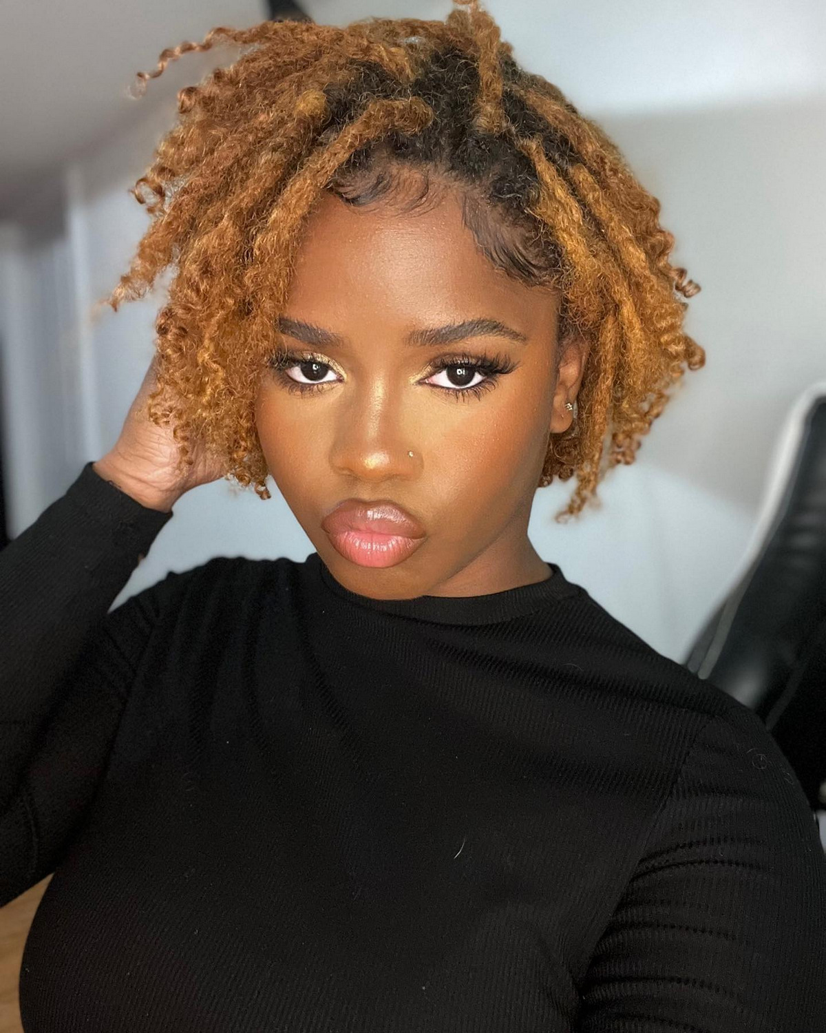 Girl with slow growing dreadlocks