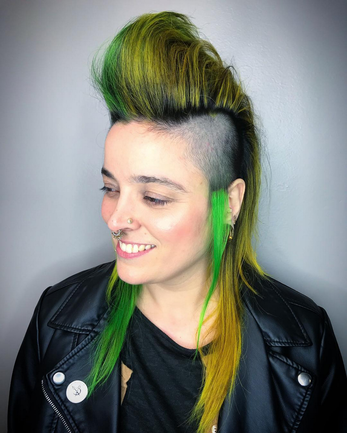 Green Punk Mohawk With Long Hair