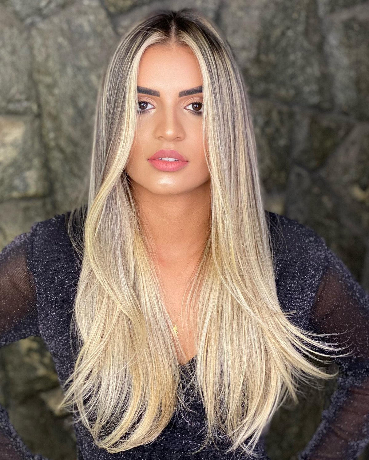 Long Straight Hair With Blonde Babylights