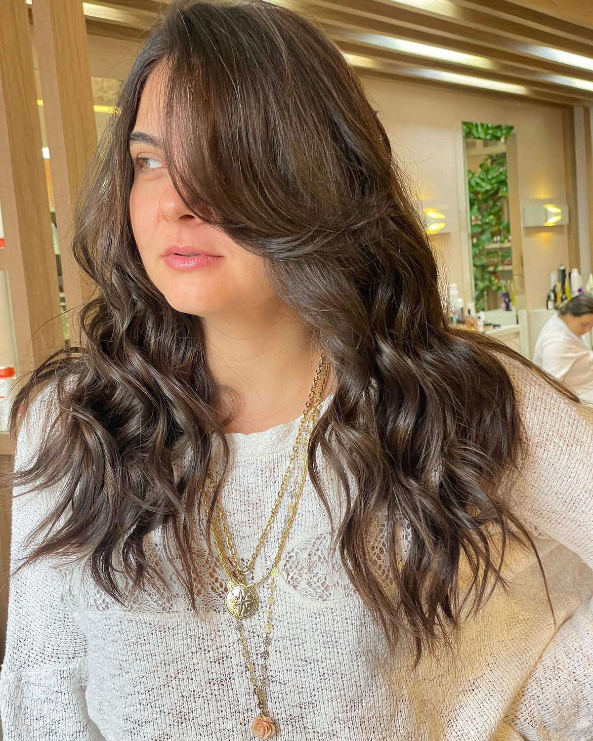 Loose Curls With Side Bangs