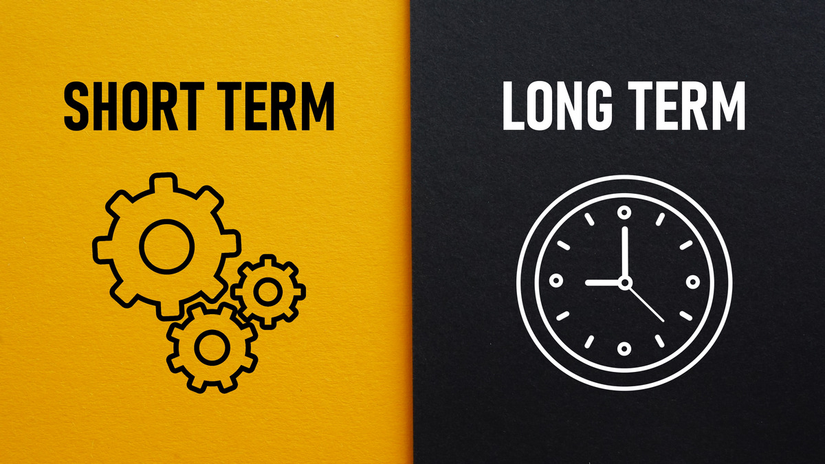 Short term long term are shown using a text
