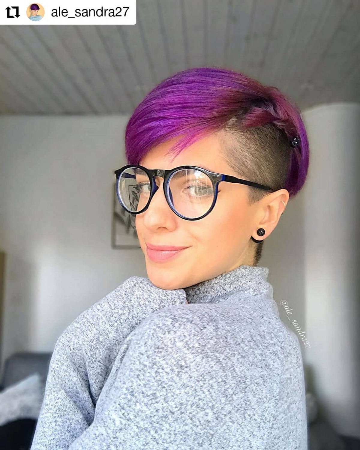 Side Pixie Cut With Purple