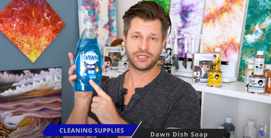 Men used liquid dish soap to get paint out of their hair and skin